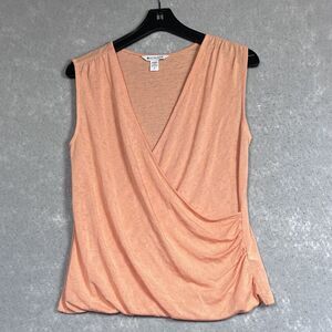 Athleta Top Size Small Orange Breezy Wrap Style Sleeveless V-Neck Drape Front